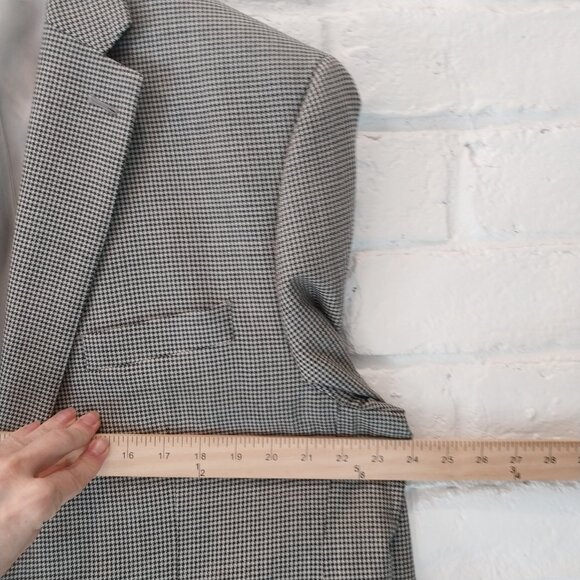 Ralph Lauren Blazer Men 46R Gray Houndstooth Silk Wool Blend 2 Button Sport Coat - Picture 11 of 14